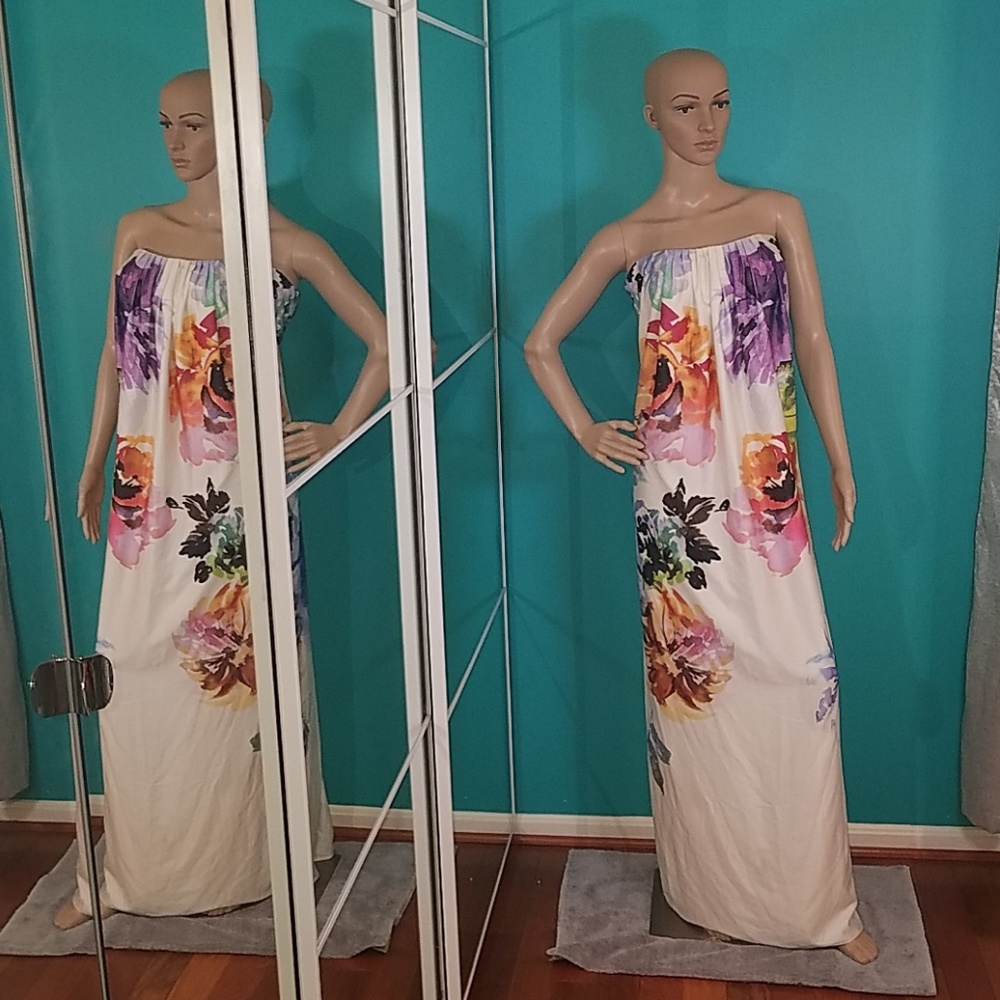 Nicole Miller Strapless Watercolor Gown